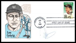 1989 Lou Gehrig The Iron Horse Sc 2417 with Vann cachet FDC signed Rob Ducey (1C