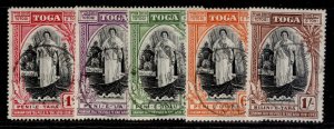 TONGA GVI SG83-87, 1938 silver jubilee Queen Salote's set, FINE USED CDS.