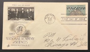 NATIONAL ACADEMY OF SCIENCES #1237 OCT 14 1963 WASHINGTON DC FIRST DAY COVER BX4