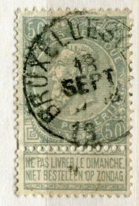 BELGIUM; 1893 early classic Leopold issue fine used 50c. value fair Postmark