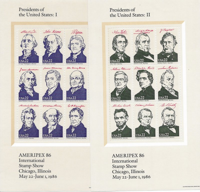 US #2216-2219 AMERIPEX 86. U.S. Presidents- complete with original packaging.