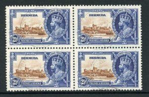 Bermuda 1935 Silver Jubilee SG96m 2 1/2d BIRD by TURRET in a Block (top left)