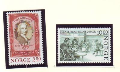 Norway Sc 867-8 1985 Public Libraries stamp set mint NH