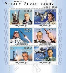 Mozambique - Space, Vitaly Sevastyanov - 6 Stamp  Sheet 13A-460