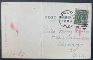 1910 San Juan Puerto Rico Picture Postcard Cover To Chicago IL Usa Native Hut