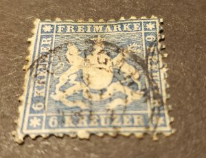 GER STATE WURTTEMBURG # 37 USED CV $52.50