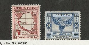 Sierra Leone, Postage Stamp, #155, 157 Mint Hinged, 1933 Map, JFZ