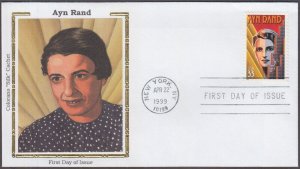 USA # 3308 FDC - AYN RAND, CONTOVERSIAL PHILSOPHER & WRITER of THE FOUNTAINHEAD