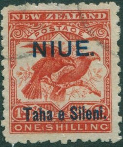 Niue 1903 SG16a 1s orange-red Sacred Huia Birds FU