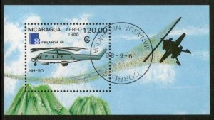 Nicaragua 1988 Helicopters Transportation Sc 1718 M/s Cancelled ++ 1916