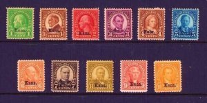 658 - 668 US KANSAS OVERPRINTS 1929 MINT NEVER HINGED