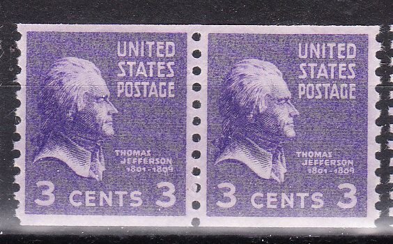 MOstamps - US Scott #842 XF Mint OG NH Coil Pair - Lot # HS-F389