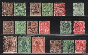 Malta ~ Small Lot of 18 Different Classic Stamps ~ Used, MX hinge