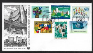 UN Vienna  1-6 1979 Definitives FDC Geneva Cachet