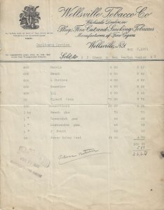 1921-1922 - Two Illustrated Tobacco Company Receipts - Ephemera 1170