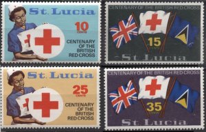 Saint Lucia 282-285 (mnh set of 4) British Red Cross centenary (1970)