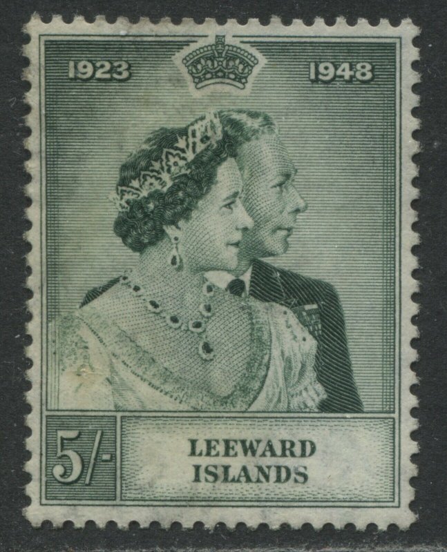 Leeward Islands KGVI 1948 Silver Wedding 5/ mint no gum 
