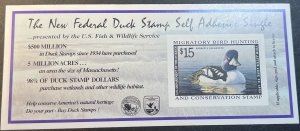 U.S.# RW65A-MINT/NEVER HINGED---FEDERAL DUCK STAMP/SELF ADHESIVE PANE-----1998