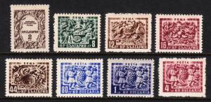 BULGARIA — SCOTT 798//806 — 1953 WOODCARVINGS ISSUE — MH — SCV $12.10