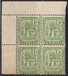 KAPPYSSTAMPS 432 BRITISH ST VINCENT SCOTT# 90  MNH BLOCK TONED