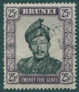 Brunei 1952 SG109 25c black and purple Sultan Omar Ali Saifuddin FU