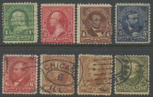 US Sc#279-284 (8) 1897-1903 1c-15c Changed Colors Sound Used