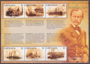 2002 Grenada 4926-4931KL Ships of the history of the American Civil War 6,50 €