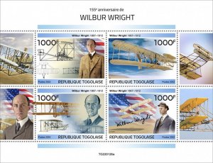 TOGO - 2022 - Wilbur Wright  - Perf 4v Sheet  - Mint Never Hinged