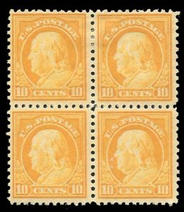 United States, 1910-30 #510 Cat$84, 1917-19 10c orange yellow, block of four,...