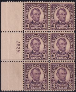 #555 Mint NH, F-VF, Plate number block of 6 (CV $400) (CV $27.5 - ID42479) - ...