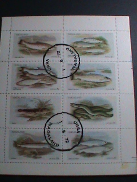 NAGALAND 1972 -WORLD COLORFUL LOVELY OCEAN FISHES CTO SHEET VERY FINE