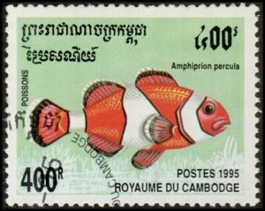 Cambodia 1468 - Cto - 400r Orange Clownfish (1995)