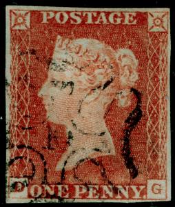 SG8, 1d red-brown, FINE USED. Cat £320. BLACK MX WITH NUMBER 10. 