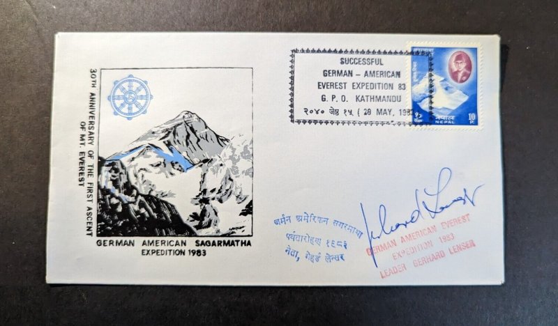 1983 Nepal Cover Kathmandu Successful German American Everest Expedition Signed