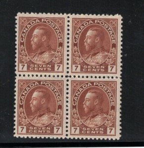 Canada #114iii,v Very Fine Never Hinged Block On Rare Thin Paper With Line In N