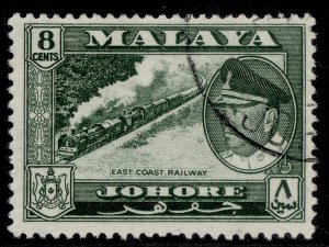 MALAYSIA - Johore QEII SG159, 8c myrtle-green, FINE USED.