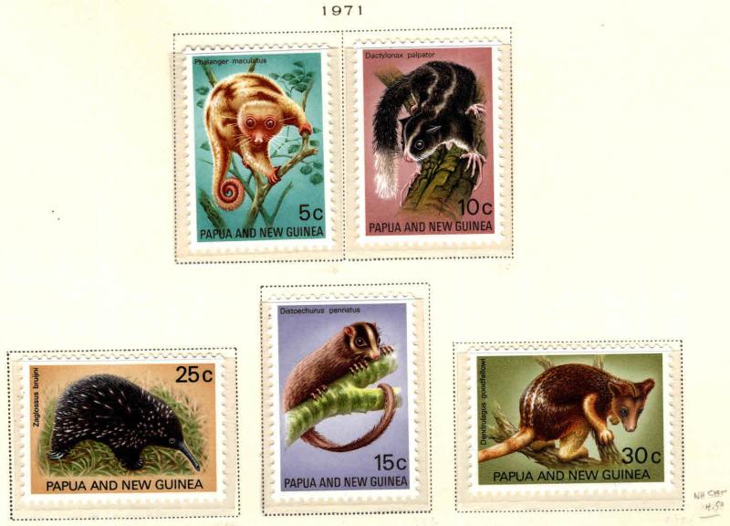 PNG Papua New Guinea Scott 323-327 MNH** animal set