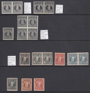 New Zealand 1915-33 proofs with ½d black Perkins Bacon imperforate pair on...