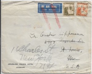 Jerusalem, Palestine to St Louis, Mo 1931 fwd New York. Airmail (49765)