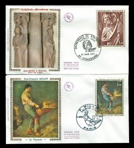 France 1295, 1296 First Day Covers with Silk Cachets