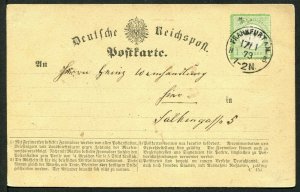 Germany Mi 7 EF on Post Card Frankfurt CV ~$150 Very Nice