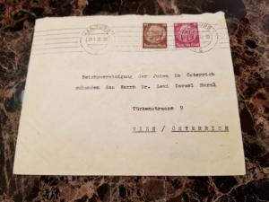 1936 Chaim Weizmann Hamburg Germany Cover to Dr Levi Israel Herzl Vienna Zionist