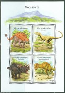 SAO TOME  2014 DINOSAURS SHEET MINT NH