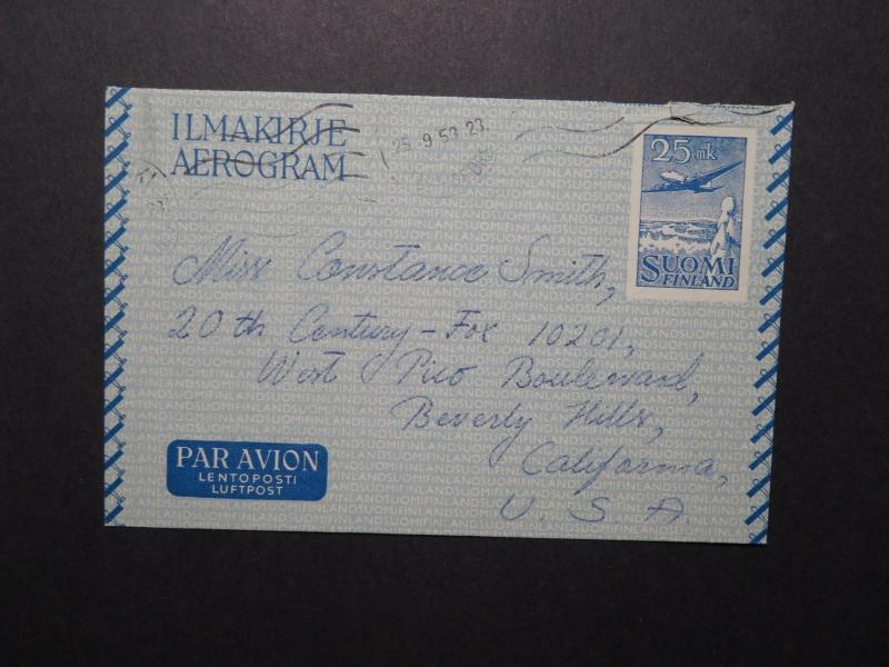 Finland 1953 25mk Aerogramme to USA - Z12096