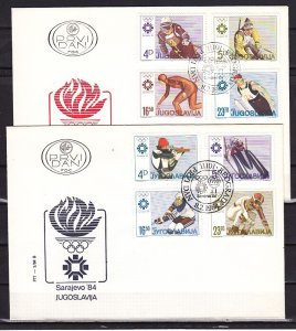 Yugoslavia, Scott cat. 1664-1671. Sarajevo Olympics issue. 2 First day covers.