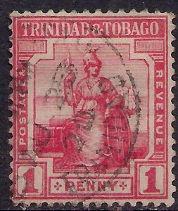 Trinidad & Tobago 1913 - 23 KGV 1d Carmine Red used SG 150c ( C1242 )
