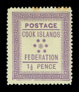 COOK ISLANDS 1892 Cook Islands Federation 1½p violet  Scott # 6  mint MH