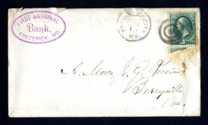 # 158 cover Frist National Bank, Frederick, MD to Berryville, VA - 6-15-1870s