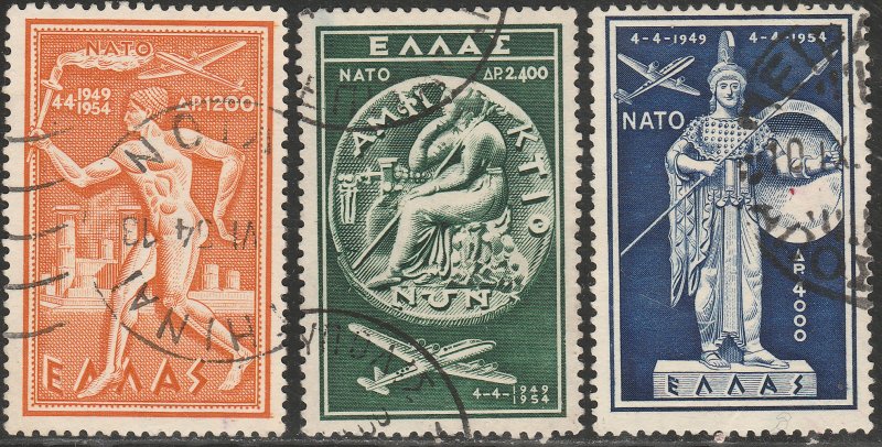 GREECE C71-C73, NATO FIFTH ANNIVERSARY, USED. F-VF. (431)