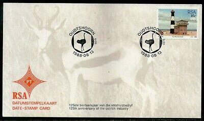 South Africa 1988 Ostrich Industry Anni. Birds Lighthouse Date Stamp Card #16530